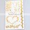 Beauty product radiant custom gold tattoo sticker waterproof temporary tattoo sticker shining gold foil flash tattoo