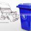 240L plastic high quality wheelie bins with trailer in public area