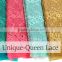 Factory price cheap bulk fabric / french net lace fabric/nigeria lace fabrics /high quality teal color french lace with beads