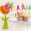 Birds shaped fruit fork, plastic fruit fork, colorful fruit stick