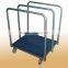 panel cart with 3 uprights , 6 x2 " swivel heavy duty casters ,and wood deck covered with carpet