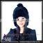 CX-C-116H Hand Knitted Beanie With Fur Ball Stock Rex Rabbit Fur Ladies Hats