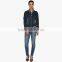 Blue Washed Women plain baseball jacket outdoor with Zipper wholesale