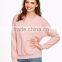 Whole sale Pink Bow Tie Custom Sweatshirt Split Back Fashion Dolman Sleeve Sweatshirt Pullovers French Terry
