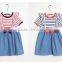 baby dress kids jeans skirt with stirp t-shirt