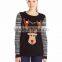 Women Black Sweater Jacquard Santa Reindeer Pattern Christmas Sweater Patterns