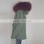 Myfur Latest Purplish Red Real Raccoon Fur Hood Faux Fur Lining Parka Wholesale