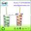 Double Walled Tumbler with Lid and Spiral Drinking Straw, 16-Ounce