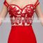 Hot Sale ZZ-E0029 Mermaid Spaghetti Strap Sweetheart Neck Beaded Lace Red Women Evening Gown