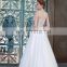 summer Wedding Dresses Sexy V-neck Floor Length See-through Lace top handmade Flowers Vintage Inspired Bridal Gowns
