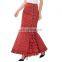 Belle Poque Women Vintage Retro Victorian Style Ruffled Jacquard Fishtail Mermaid Long Red Maxi Skirt BP000204-2