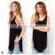 T-WV510 Plain Black Side Split Tanks Longline Latest Fancy Tops Girls