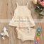 Solid pit stripe children's four color optional sleeveless suspender top and shorts two-piece set