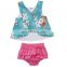 2019 Newborn Toddler Baby Girl Sleeveless Floral Vest Back Cross Tops + Ruffles Shorts Baby Bloomers 2PCS Clothing Set