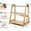 Bamboo Spice Rack Organizer for Countertop 3-Tier bamboo Spice Organizer Standing Rack Shelf Storage Holder with 4 Square Spice