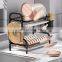 Multi-functional Kitchen Drain Storage Rack Non-slip Bowl Dish Cutting Board Etc Kitchen Organizer Rack With Hooks