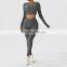 4 Pcs Ribbed Sports High Impact Sets Wholesale Fitness Tshirts Women Yoga Active Wear Leggings