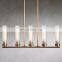 Black Linear Chandelier Clear Glass Shade Modern Farmhouse Ceiling Pendant Hanging Light Fixture For Dining Table Kitchen Island