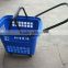 Plastic shopping basket with wheels