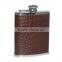 light color leather 6oz Hip Flask with a metal Built-in Collapsible Shot Glass