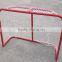 Red color steel hockey goal post with terylene net