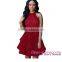 Dear-lover Retro Red Short Sleeve Flare korean floral dress