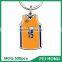 Wholesale bulk metal two sided custom printed jersey basketball keychain