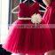Mother and Daughter Red and white net flower girl tutu dresses CYF-003