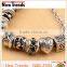 Fascinating vintage alloy bead snake chain bracelet with leaf charm pendant