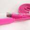 Flat Noodle Design High quality Fashionable Colorful Micro USB cable With Led Light for all Smart Phone