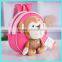 China supplier 2015 cartoon plush toy monkey baby girl backpack, kids backpack