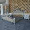 Shabby chic style baroque furniture folding bed matt white wood mdf silver bed hot sell