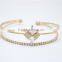 3 lines KC Gold Plated Adjustable Square Clear White Rhinestone Cuff Bracelet Claw Crystal Chain Bracelet For Women Wear