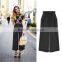 Alibaba 2016 Summer Fashion Ladies High Waist Pockets Trousers Elegant Pleated Zipper Side Black Wide Leg Pants Women