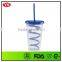 16oz bpa free double wall plastic cup with spiral straw