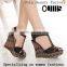 Factory Price Comfortable Sandals Wedges Heel Peep Toe Sandals High-heeled Wedges Platform Shoes Sandals PC3744