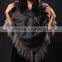 Silver blue fox fur trim Cashemere capes