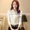 new design classic fit long sleeve red cotton shirt for ladies