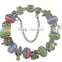 Vintage big hole flower beads braided bracelet Black adjustable rope knot bracelet for 2016 promotional items