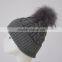 Myfur big fur pom beanie warm winter knitted hat fur knitted hats