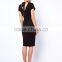 New Womens Crochet Trim Lace Neck Long Bodycon Stretch Fashion Pencil Midi Dress