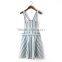 EY0456A Europe and America Women Blue and White Striped Cowboy Strap Dress