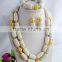 unique design !!! 2015 natural white coral and yellow shell pearl beads jewelry set