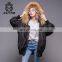 Embroidery bomber down jacket with raccoon fur collar big size