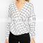 CUSTOMIZED NEW FASHION EUROPEAN STYLE WOMENS' V- NECK LONG SLEEVE CHIFFON BLOUSE, SUMMER TOPS FOR LADIES