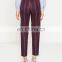 Ladies formal high waist ruffle trim striped trousers pants custom design