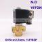 GOGO Normally open 16bar Brass high temperature steam 2 way solenoid valve 1/4 inch 24V DC Orifice 2.5mm FKM direct acting