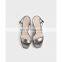 Women beautiful new style design ankle strap square toe metal buckle wedge heel sandals ladies platform shoes