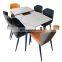 luxury modern extendable scandinavian marble top dining dinning table and chair combination 6 chairs dining table set