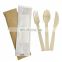 Disposable Bamboo Dinnerware Sets Bamboo Knife Fork Spoon Cutlery Set with Kraft Paper Bag